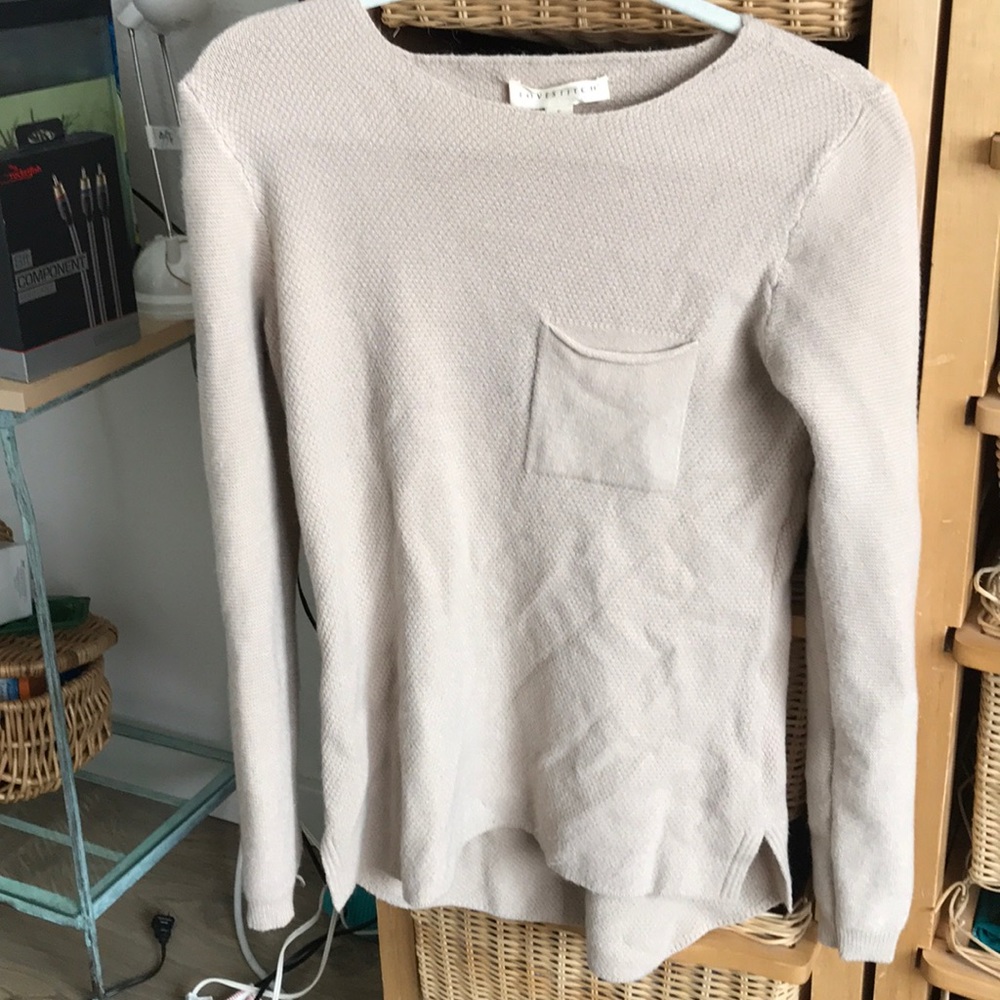 LOVESTITCH cream colored sweater with a pocket tee